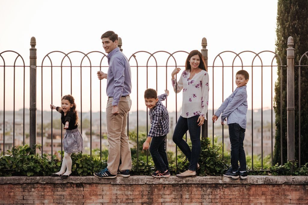 A family on the terrace above Rome