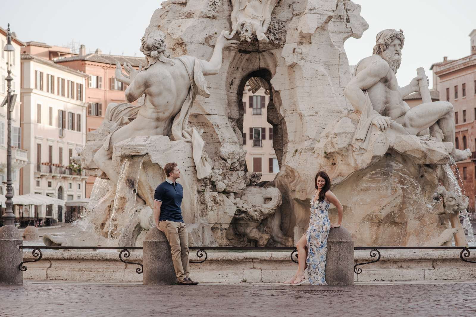 A couple by the fountain in Piazza Navona