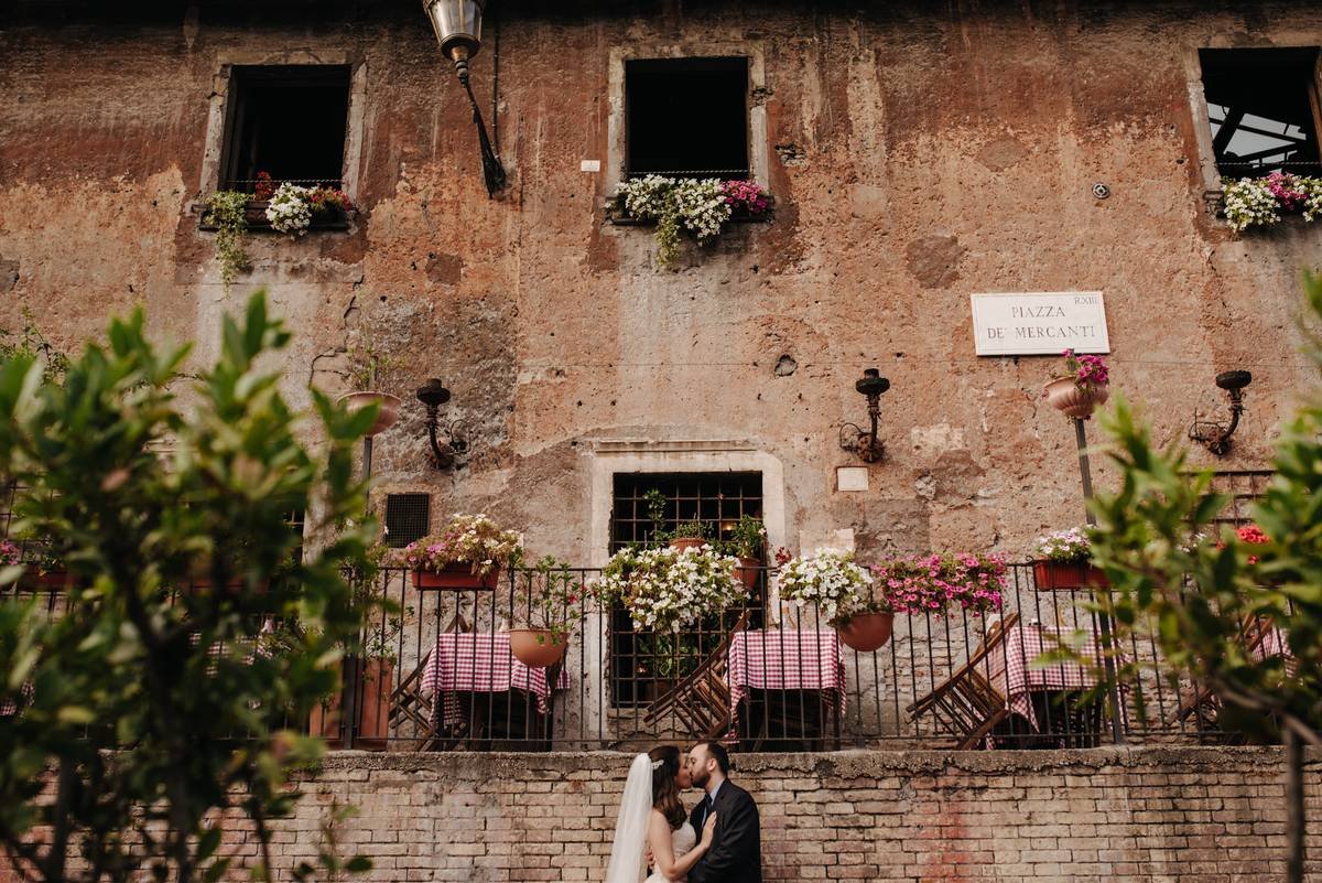 Flowers on a balcony in Trastevere